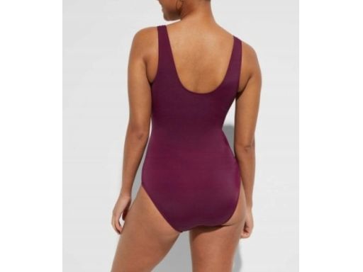 B.P.C śliwkowy kostium jednoczęściowy ze złotymi guzikami r.44(85B)