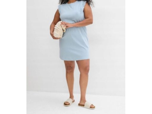 B.P.C niebieska sukienka z ażurowym haftem r.44/46