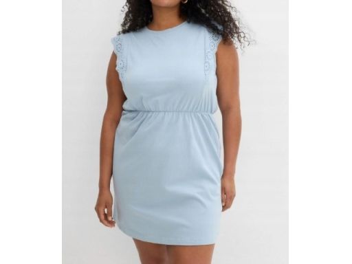 B.P.C niebieska sukienka z ażurowym haftem r.44/46