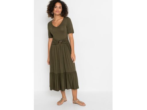 B.P.C zielona sukienka midi khaki ^40/42