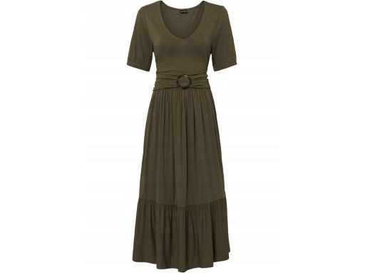 B.P.C zielona sukienka midi khaki ^40/42
