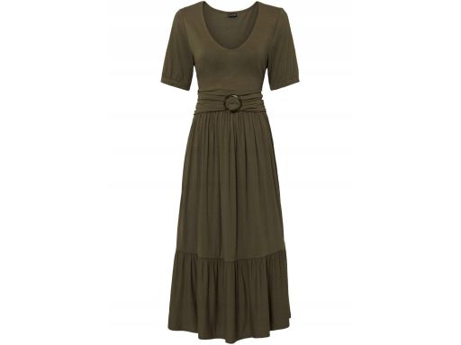 B.P.C zielona sukienka midi khaki ^40/42