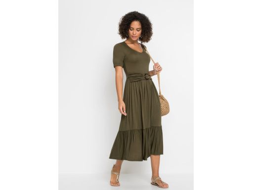 B.P.C zielona sukienka midi khaki ^40/42
