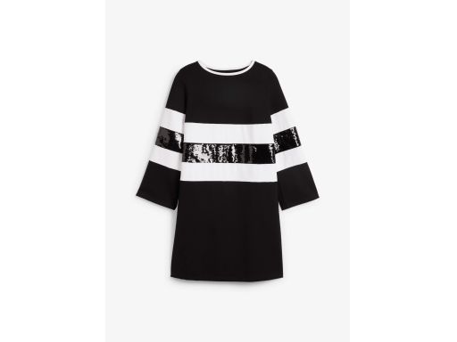 B.P.C sukienka midi Punto di Roma czarno-biała z cekinami r.48/50