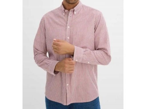 B.P.C męska koszula w paski bordowo-biała 45/46.