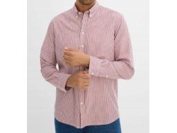 B.P.C męska koszula w paski bordowo-biała 45/46.