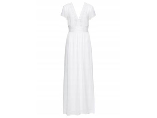 B.P.C długa śmietankowa sukienka z koronką 40.