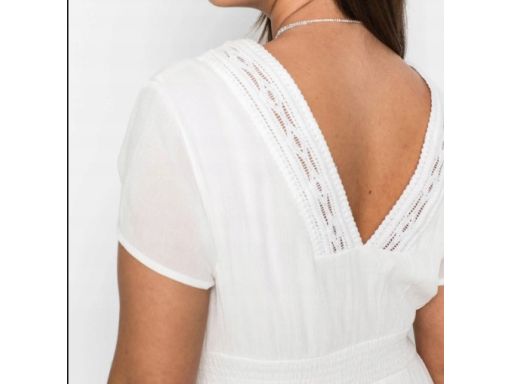 B.P.C długa śmietankowa sukienka z koronką 40.