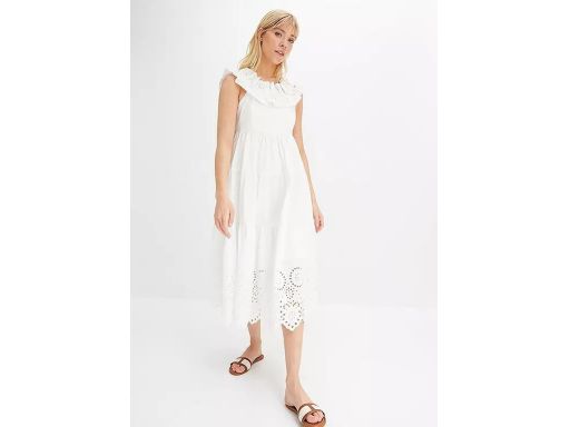 B.P.C sukienka midi z falbankami ażurowy haft r.40