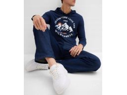 B.P.C bluzka męska granatowa z nadrukiem i kapturem r.XL