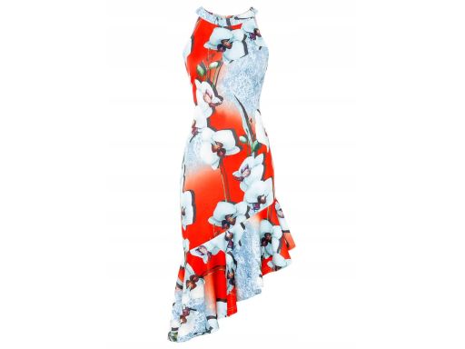 B.P.C asymetryczna sukienka w kwiaty 32/34.