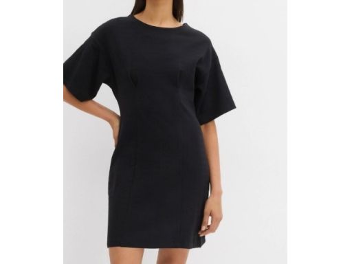 B.P.C sukienka shirtowa czarna bawełniana z zaszewkami r.40/42