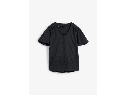 B.P.C czarna bluzka koszulowa z haftem 50.