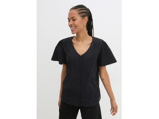 B.P.C czarna bluzka koszulowa z haftem 50.