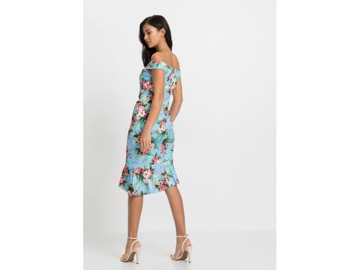 B.P.C asymetryczna sukienka niebieska wzór r.48/50