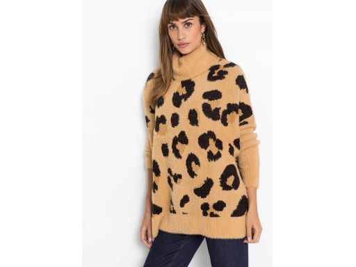 B.P.C sweter z golfem oversize w cętki ^44/46