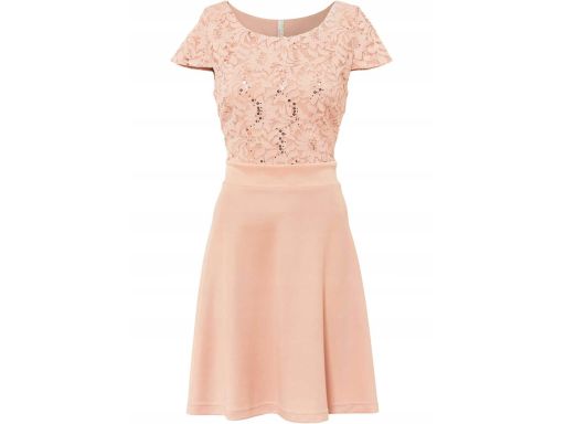 B.P.C sukienka koronkowa z cekinami antyczny róż r.36/38