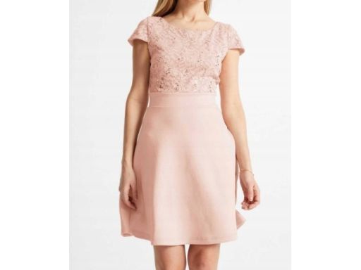 B.P.C sukienka koronkowa z cekinami antyczny róż r.36/38