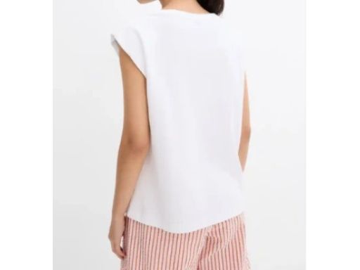 B.P.C t-shirt damski biały bez rękawów z dekoltem w serek 44/46.