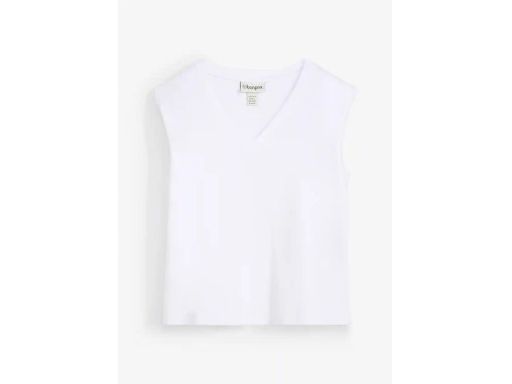 B.P.C t-shirt damski biały bez rękawów z dekoltem w serek 44/46.