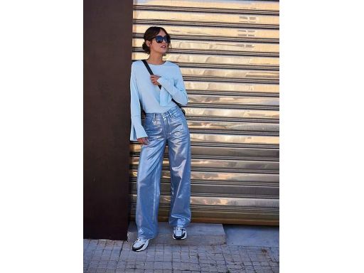 B.P.C bluzka niebieska bawełniana z rozszerzanymi rękawami r.40/42