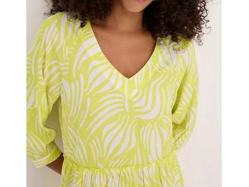 B.P.C sukienka biało-limonkowa we wzory z wiskozy ^36