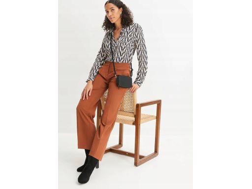 B.P.C spodnie damskie w kant ceglasty brąz ^54