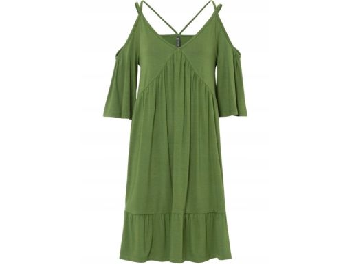 B.P.C zielona sukienka odkryte ramiona r.36/38