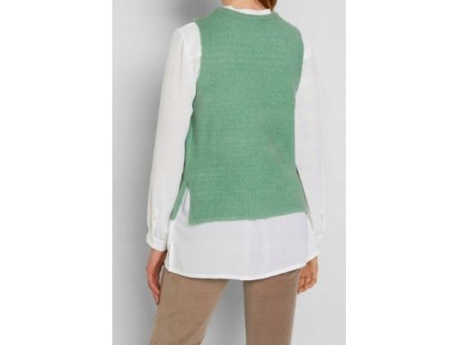 B.P.C kamizelka dzianinowa zielone sweter bez rękawów r.36/38