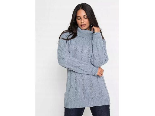 B.P.C sweter z golfem niebieski w warkocze ^44/46