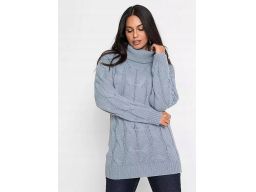 B.P.C sweter z golfem niebieski w warkocze ^44/46
