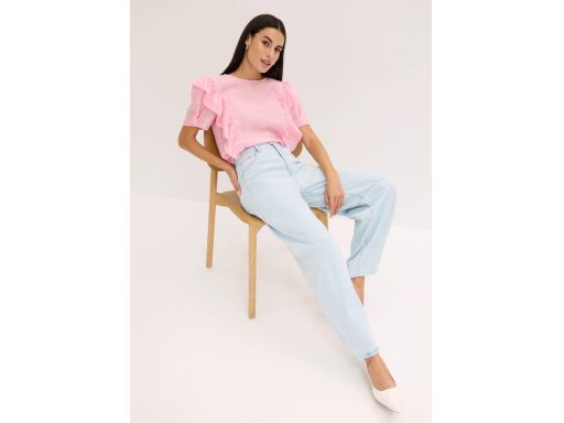 B.P.C różowa bluzka z falbankami z lyocellu 38.