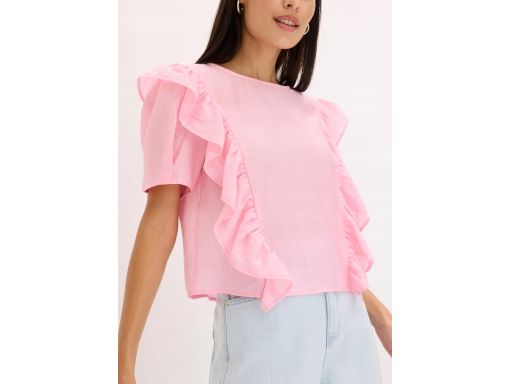 B.P.C różowa bluzka z falbankami z lyocellu 38.