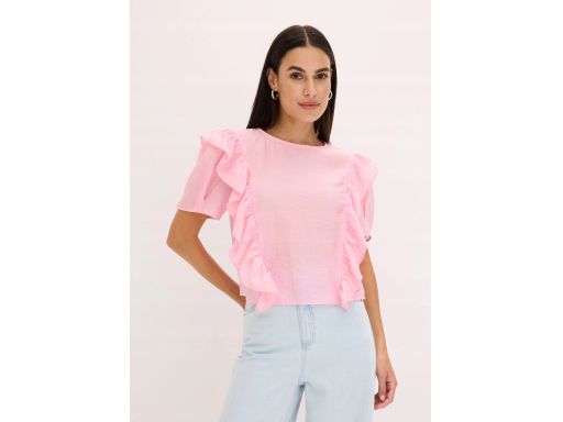 B.P.C różowa bluzka z falbankami z lyocellu 38.