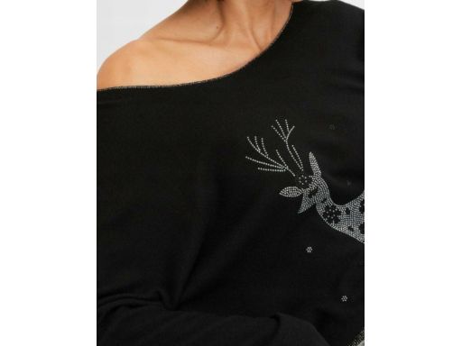 B.P.C czarna bluzka dzianinowa ze srebrnym wzorem świątecznym ^40/42