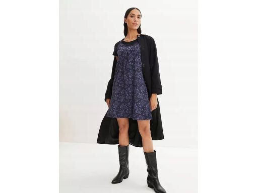 B.P.C letnia sukienka granatowa wzorzysta na ramiączka 32/34.