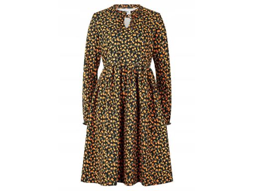 B.P.C sukienka bawełniana czarna w pomarańczowe kwiaty ^48/50