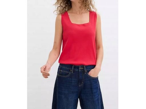 B.P.C długi czerwony top z kwadratowym dekoltem 48/50.