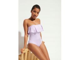 B.P.C kostium kąpielowy bandeau fioletowy z odpinanymi ramiączkami 44.