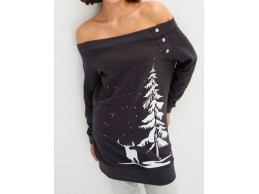 B.P.C bluza świąteczna dłuższa carmen ciemnoszara r.40/42