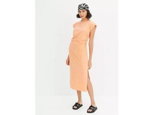 B.P.C sukienka z marszczeniami dżersejowa midi morelowa 44/46.