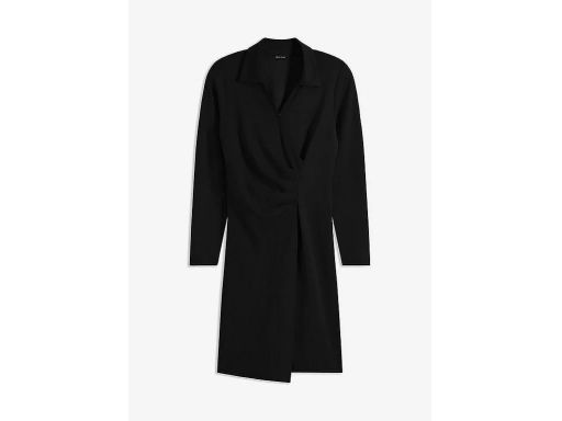 B.P.C sukienka czarna z kołnierzykiem i marszczeniem r.36/38