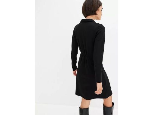 B.P.C sukienka czarna z kołnierzykiem i marszczeniem r.36/38
