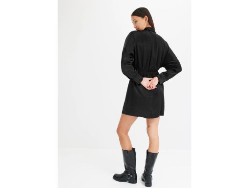 B.P.C sukienka koszulowa satynowa czarna mini 38.