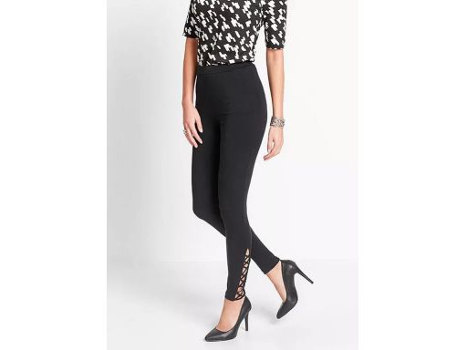 B.P.C legginsy damskie czarne z wycięciem ^40/42