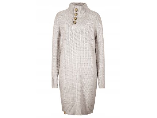 B.P.C sukienka dzianinowa ze stójką beżowa r.44/46