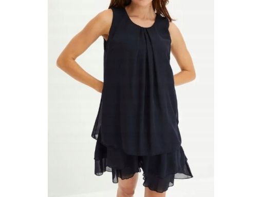 B.P.C sukienka szyfonowa czarna w optyce warstwowej r.36