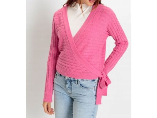 B.P.C różowy krótki kopertowy sweter ^48/50