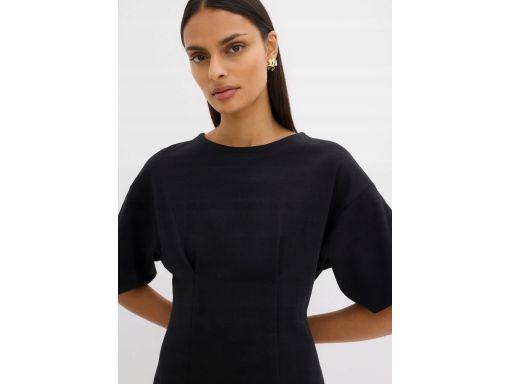 B.P.C sukienka shirtowa czarna bawełniana z zaszewkami ^40/42