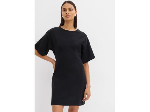 B.P.C sukienka shirtowa czarna bawełniana z zaszewkami ^40/42